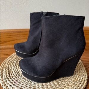 Black Suede Wedge Ankle Boots soda 5,5